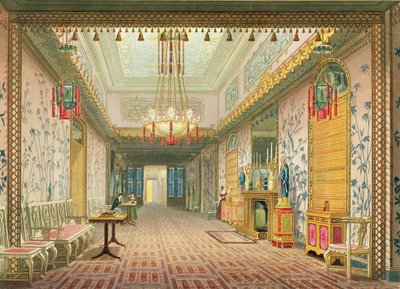 Der Korridor oder die Lange Galerie in ihrer Endphase, aus Ansichten des Royal Pavilion, Brighton von John Nash (1752-1835) 1826 von English School